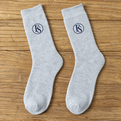 Family Shopolf embroidered FS logo cotton crew socks - Light Gray
