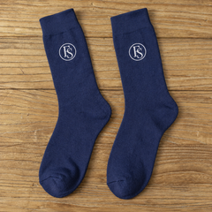 Family Shopolf embroidered FS logo cotton crew socks - Navy Blue