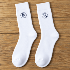 Family Shopolf embroidered FS logo cotton crew socks - White