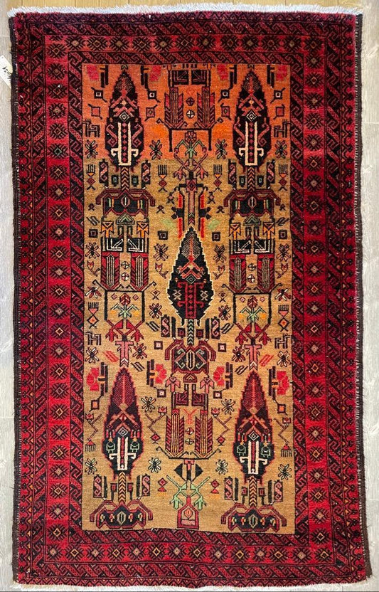 Fine Vintage Wool Baluch Rug 6x4 ft Rugistan
