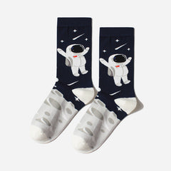 Outer Space Combed Cotton Crew Socks - Photo 2