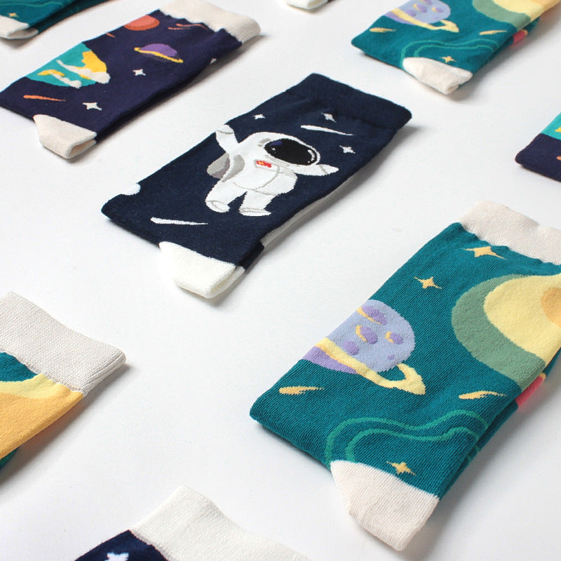Outer Space Combed Cotton Crew Socks - Photo 3