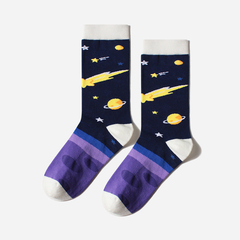Outer Space Combed Cotton Crew Socks - Photo 4