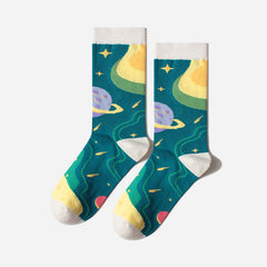 Outer Space Combed Cotton Crew Socks - Photo 5