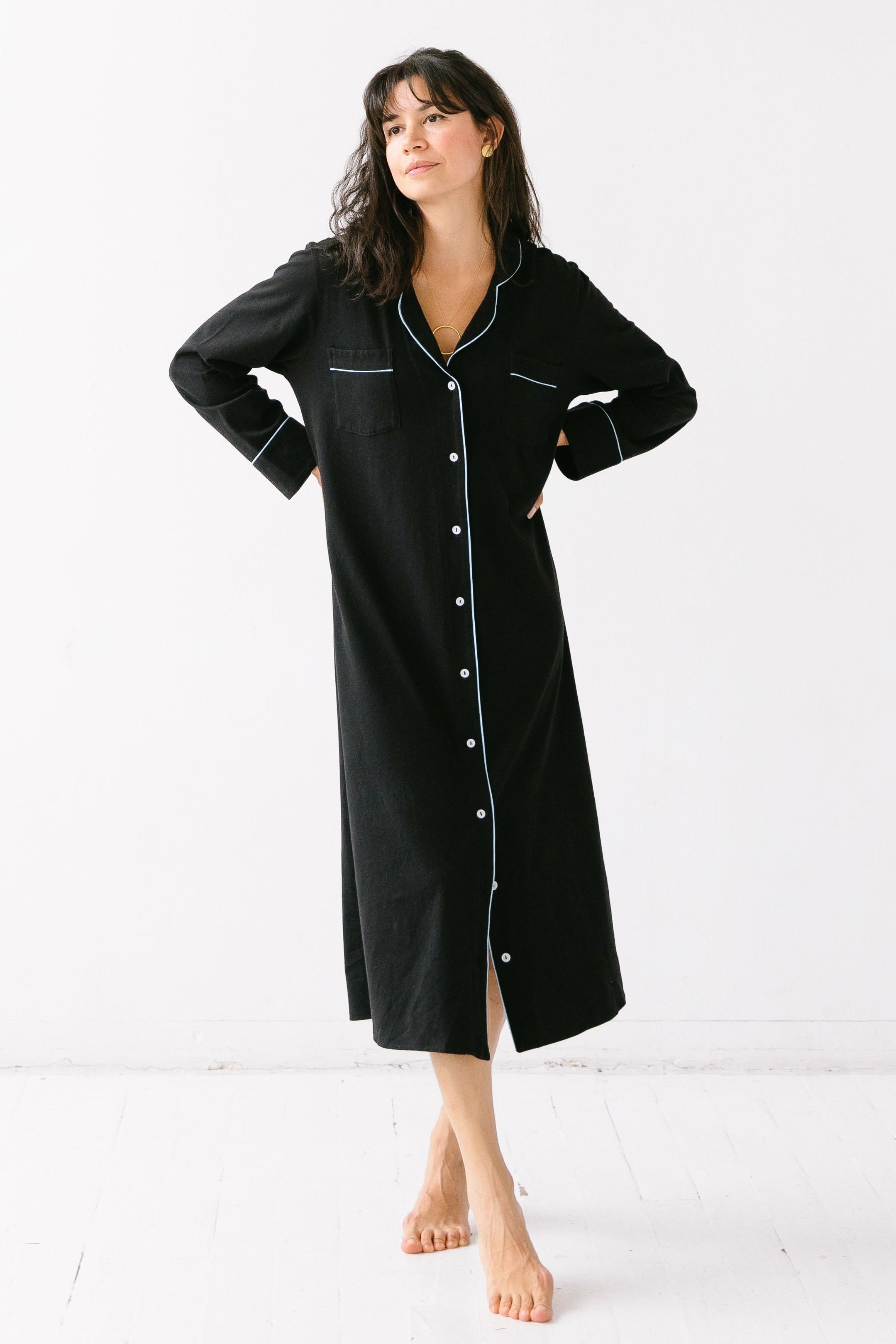 SALUA Luxury Sleep Shirt in Brushed Pima Cotton - Long Salua Lingerie