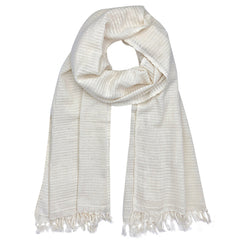White scarf with fringes on a white background