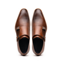 55-103-BRN LEGERRA Hand Burnished Italian Calfskin Monkstrap, Brown