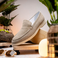 16-621-BON LIVORNO Sueded Italian Goatskin Loafer Bone