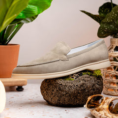 16-621-BON LIVORNO Sueded Italian Goatskin Loafer Bone