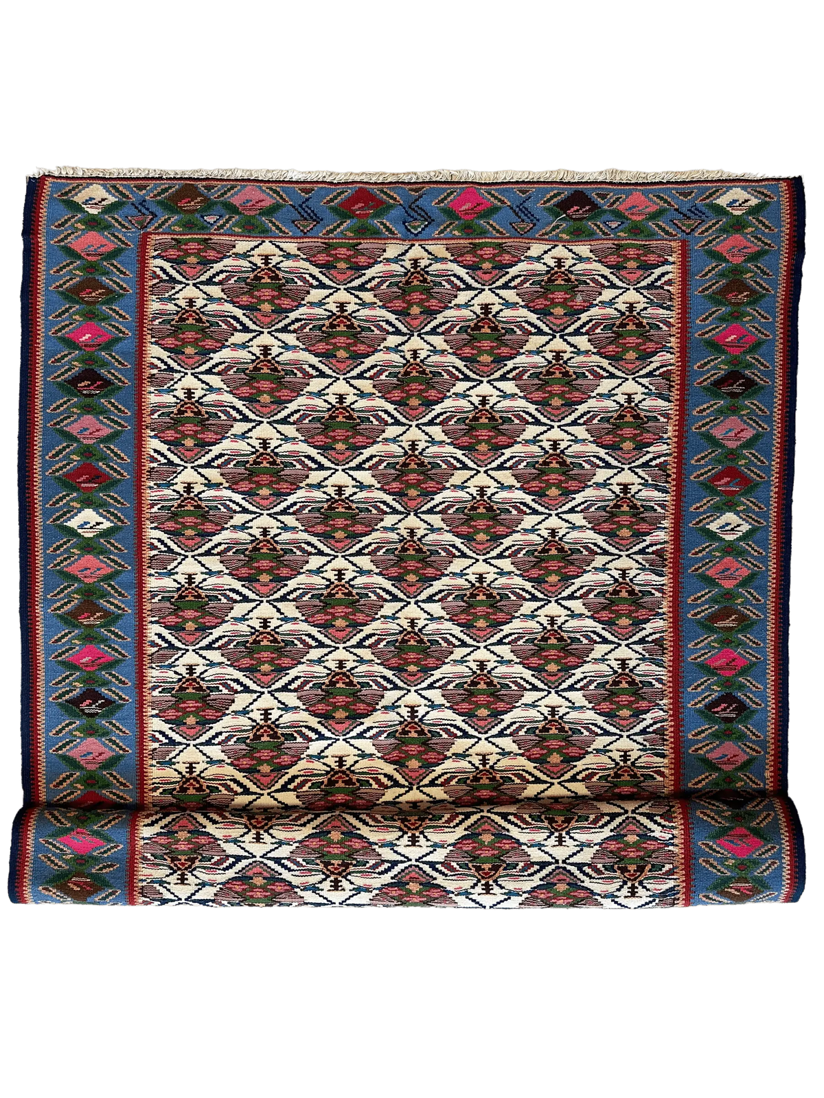 Masterpiece Vintage Persian Senneh Kilim Runner Rug 4’ x 9’ Rugistan