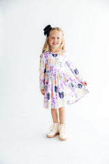 Tied with a Boo Lavender L/S Pocket Twirl Dress