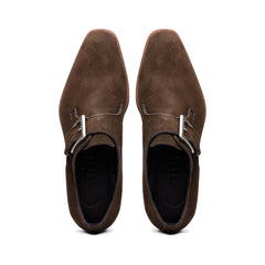 56-110-DBR Hebilla Monk Strap Italian Suede Calfskin Dark Brown