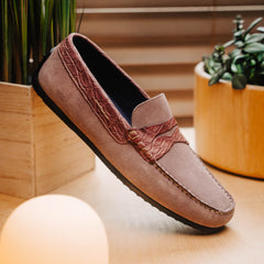 31-160-CDY MONZA Sueded Calfskin with Crocodile Driver Candy