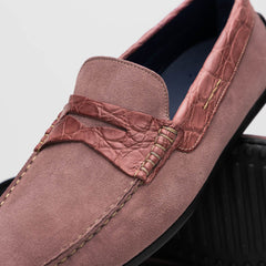 31-160-CDY MONZA Sueded Calfskin with Crocodile Driver Candy