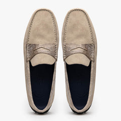 31-160-SND MONZA Sueded Calfskin with Crocodile Driver Sand