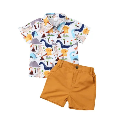 Children’s Dinosaur Print Shirt & Shorts Set | Fun & Playful Kids’ Outfit