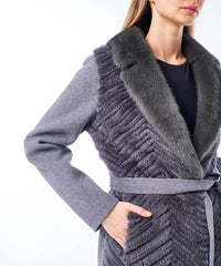 Genuine Mink Fur Rex Fur Trim Virgin Wool Coat Alaska® Outerwear Company