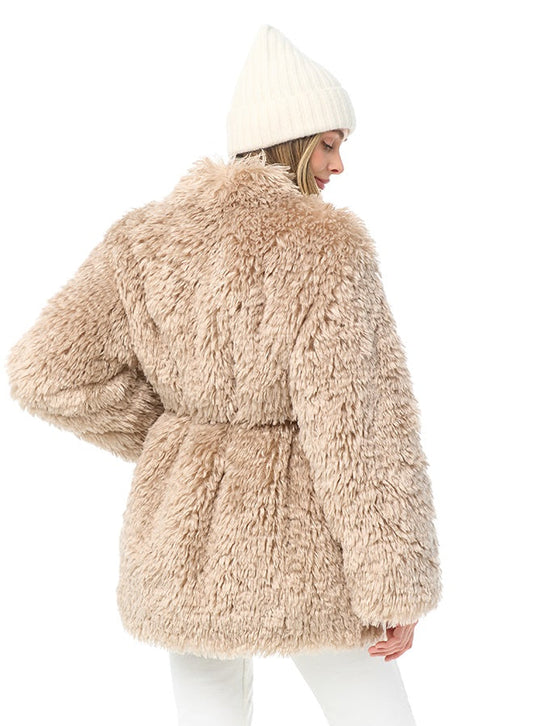Faux Fur Coat with Leather Belt Alaska® Outerwear Company