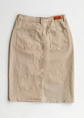 Beige skirt with two front pockets on a white background