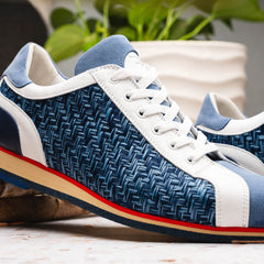 65-375-BLU RIPI Calfskin Hand Weave Sneaker Blue