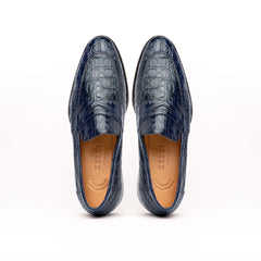 11-201-NVY ROMA Crocodile Penny Loafer, Navy