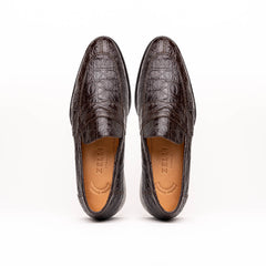 11-201-NIC ROMA Crocodile Penny Loafer, Nicotine