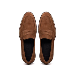 16-657-TOB ROMA Italian Suede Penny Loafers Tobacco
