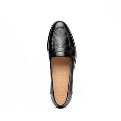 14-202-BLK ROSSI Teju Lizard Penny Loafer, Black