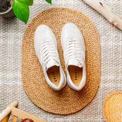 66-265-TPE ROXI Suede & Calfskin Sneaker, Taupe