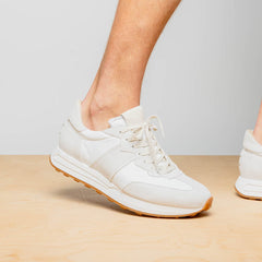 66-265-WHT ROXI Suede & Calfskin Sneaker, White