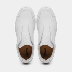 65-225-WHT SPETTACOLARE Italian Pebble Grain Calfskin Sneakers White