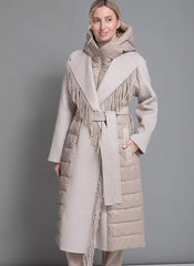 Kennedy Fringe Luxe Down Wool Coat in Beige Alaska® Outerwear Company