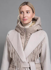 Kennedy Fringe Luxe Down Wool Coat in Beige Alaska® Outerwear Company