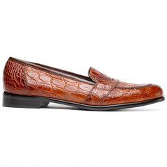 11-119-CGN TUSCANY Crocodile Penny Loafer, Cognac