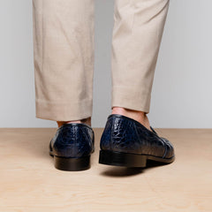 11-119-NVY TUSCANY Crocodile Penny Loafer, Navy