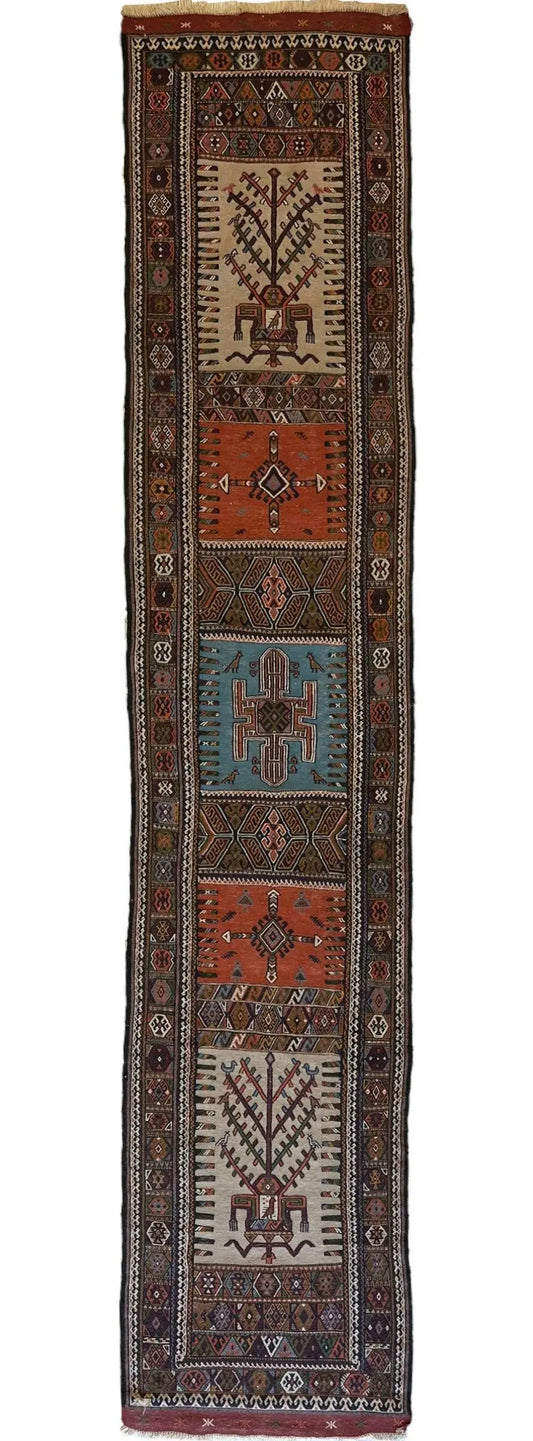 Vintage Kurdish Qochan Runner 2’9” x 12’9” Rugistan