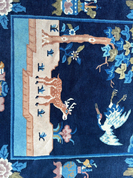 Vintage Pictorial Tibetan Rug 3’ x 5’1” Rugistan