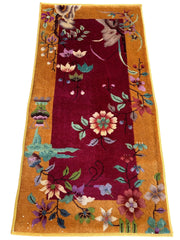Vintage Small Art Deco Chinese Rug 22” x 47” Rugistan