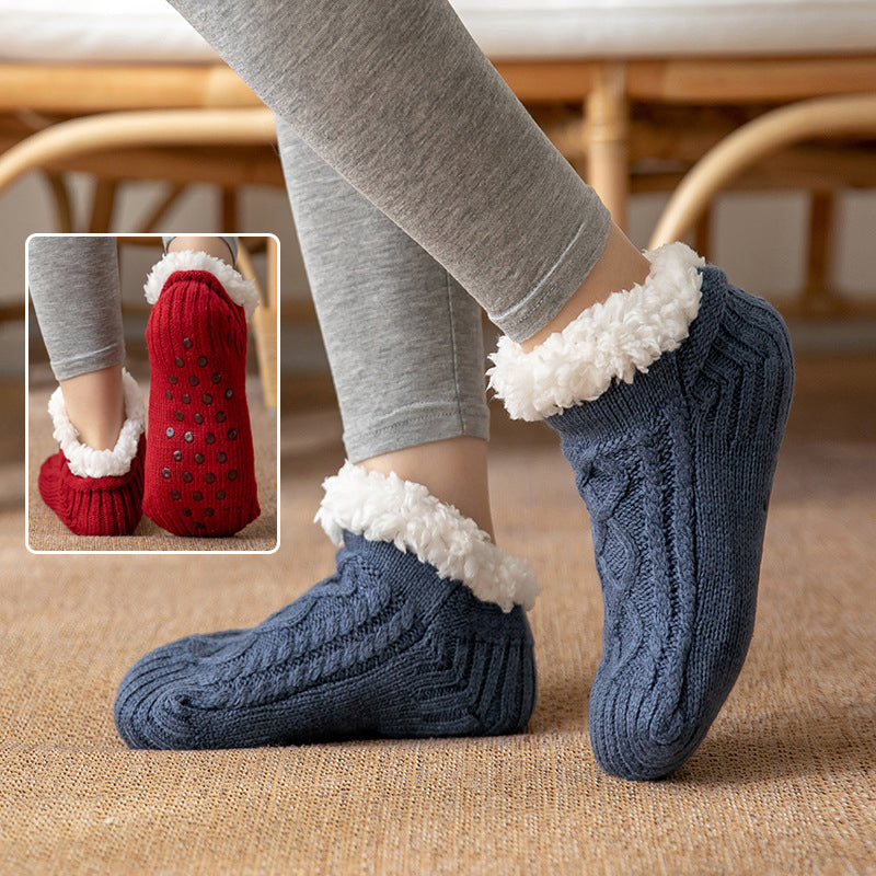 Winter plush non-slip floor socks