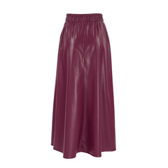Women's PU leather long skirt