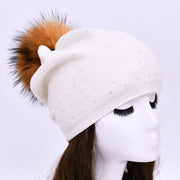 Winter wool hat with rhinestones - Family Shopolf