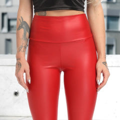 Faux leather high waist fitness leggings