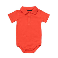 Fashionable Button-Down Collar Bodysuit Set | Unisex Baby Bodysuits

