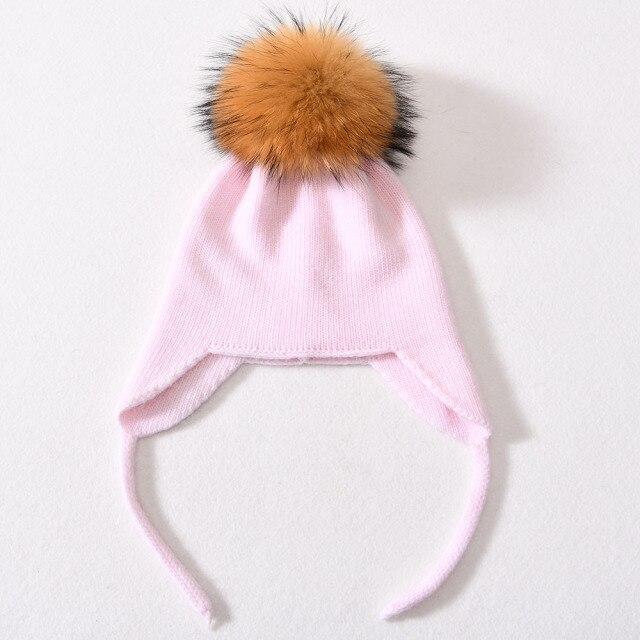 Wool Winter Hat with Raccoon Fur Pom-Pom | Unisex & Cozy