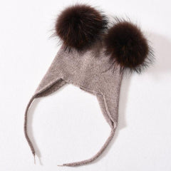 Unisex Wool Hat with Raccoon Fur Pom-Pom | Cozy & Chic