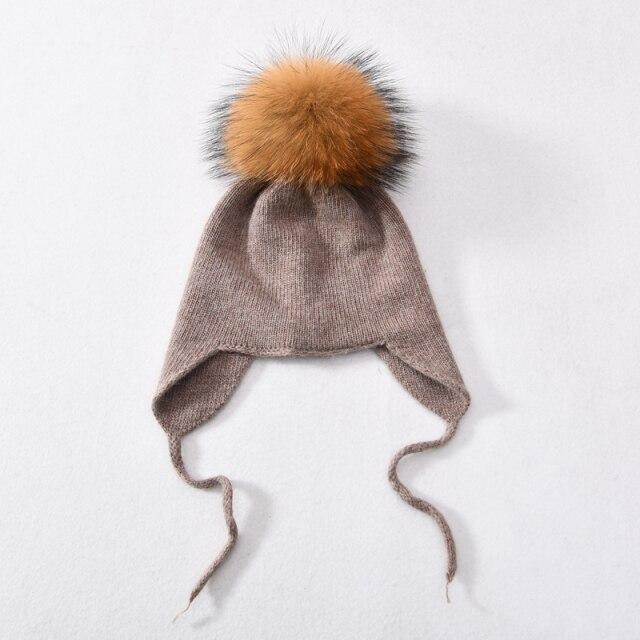 Wool Winter Hat with Raccoon Fur Pom-Pom | Unisex & Cozy