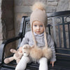 Children's knitted hat with three pompoms made of natural fur - Family Shopolf