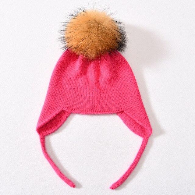 Wool Winter Hat with Raccoon Fur Pom-Pom | Unisex & Cozy