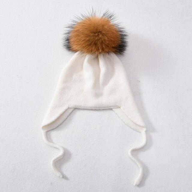 Wool Winter Hat with Raccoon Fur Pom-Pom | Unisex & Cozy