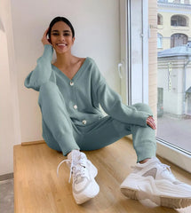 Women Knitted Tracksuit Turtleneck - Family Shopolf